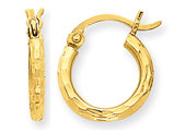 Extra Small Diamond Cut Hoop Earrings in 14K Yellow Gold (2.00mm)